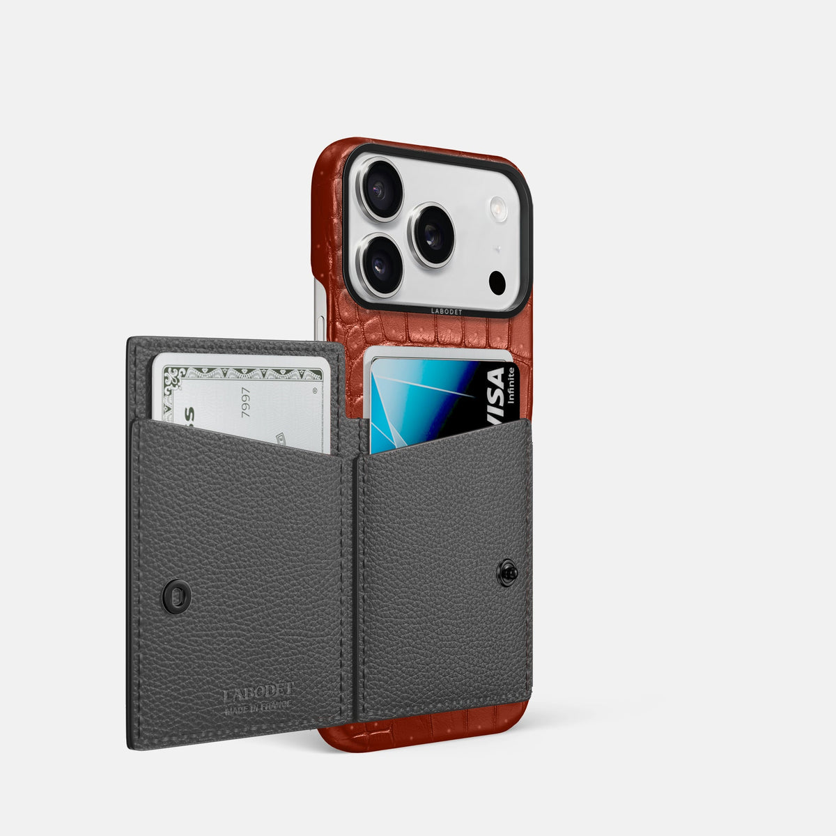 Bi-Fold Case For iPhone 18 Pro In Porosus Crocodile -2 | Nuts-Black