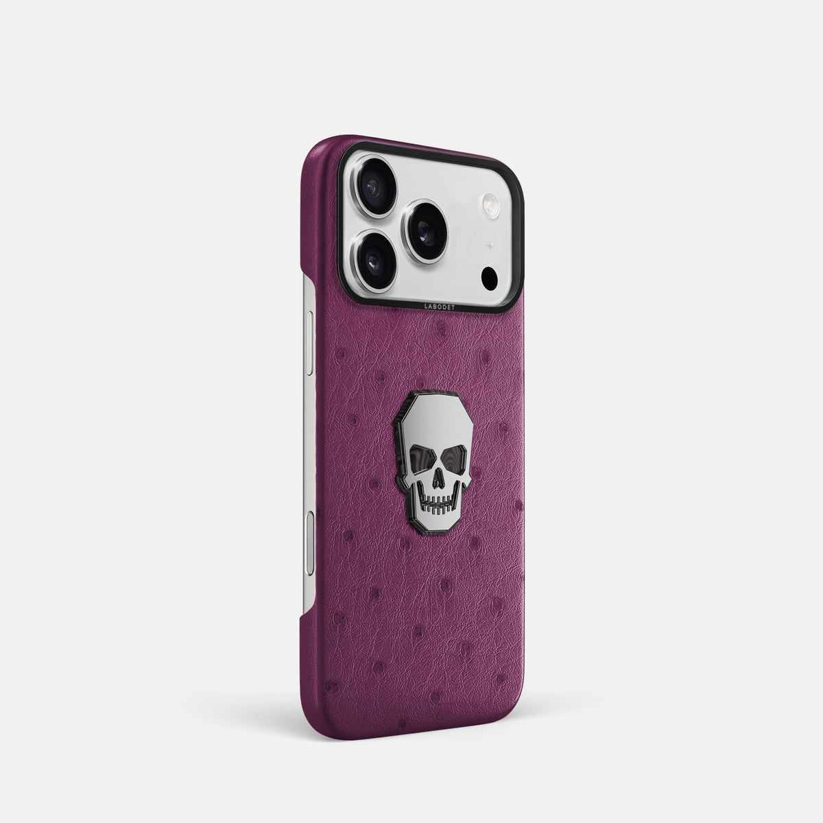 Classic Case With Titanium Skull For iPhone 18 Pro In Ostrich -2 | Purple-Black