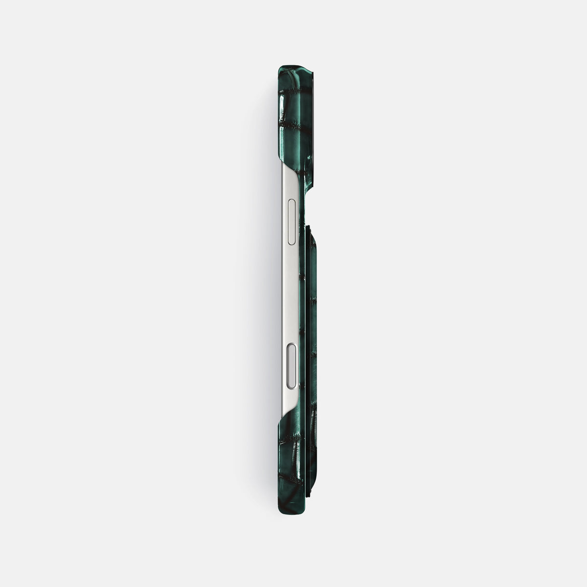 Double Card Case For iPhone 17 Pro Max In Patina Alligator -3 | Green-Black
