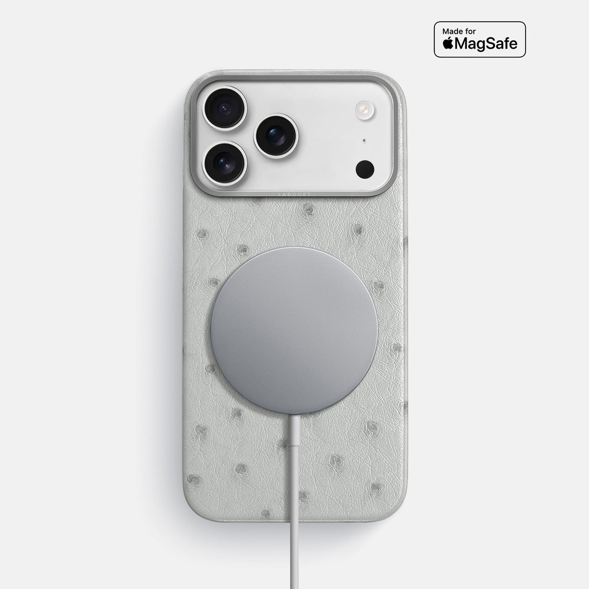 Classic Case For iPhone 18 Pro Max In Ostrich -5 | White-Steel