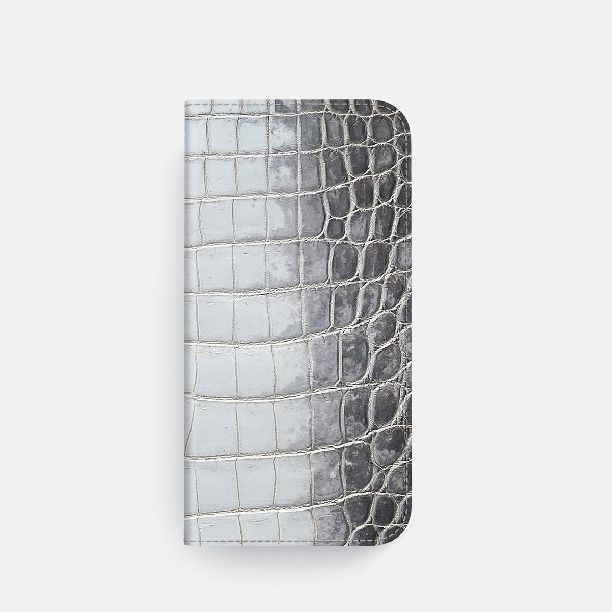 Folio Case with Card For iPhone 18 Pro In Himalayan Crocodile -4 | Silver-Steel