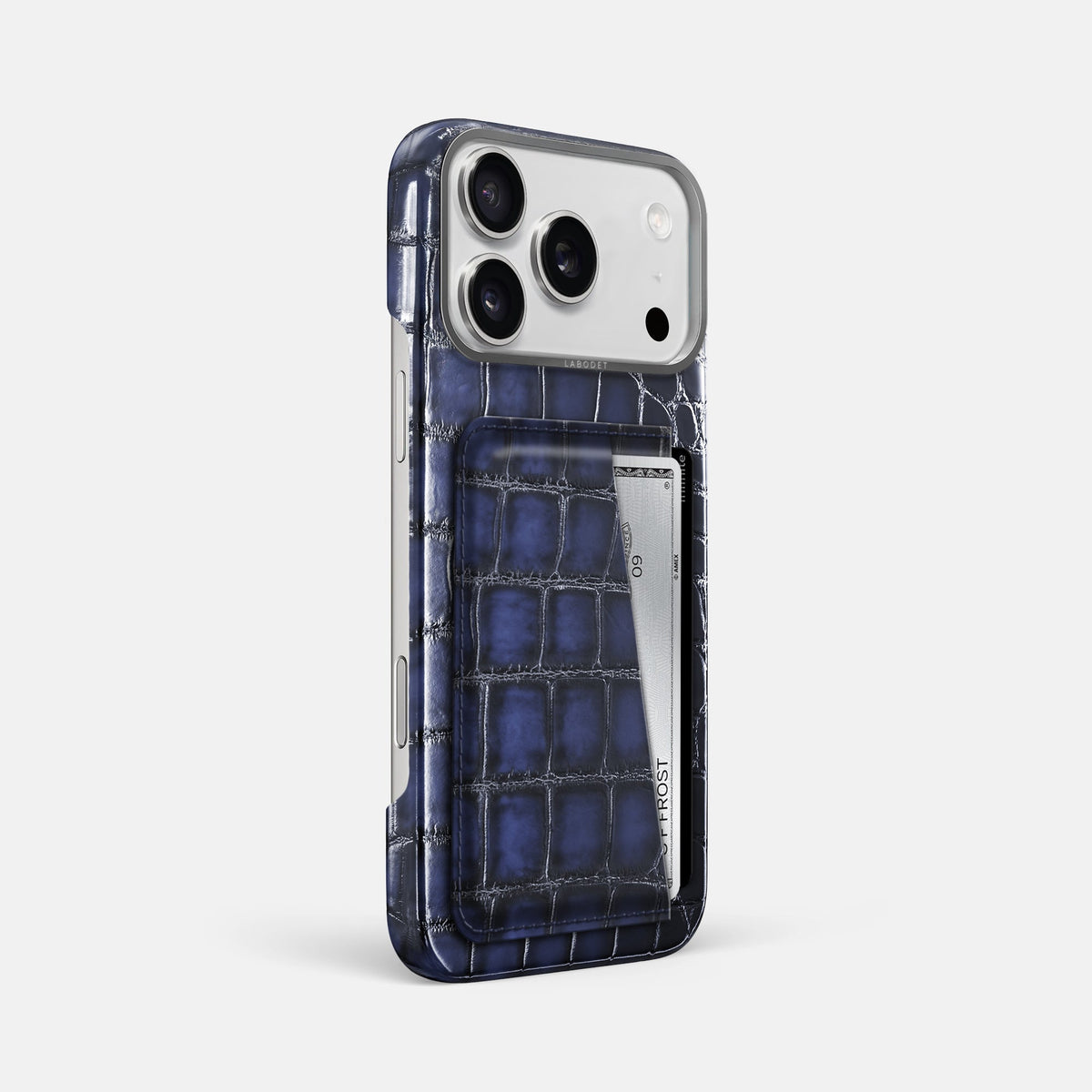 Double Card Case For iPhone 18 Pro Max In Patina Alligator -2 | Havana-Blue-Steel