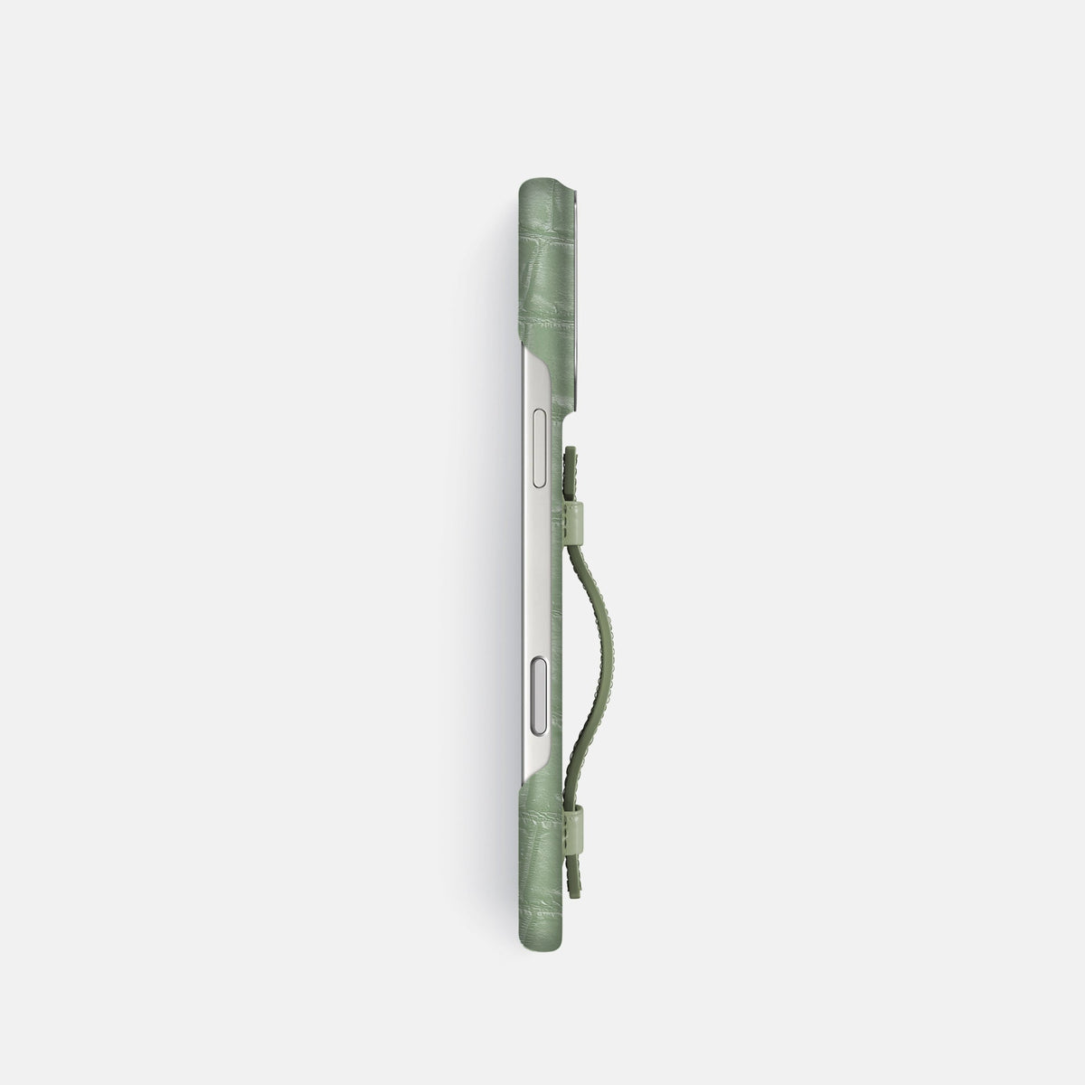 Handle Case For iPhone 18 Pro In Himalayan Crocodile -3 | Pistachio-Steel
