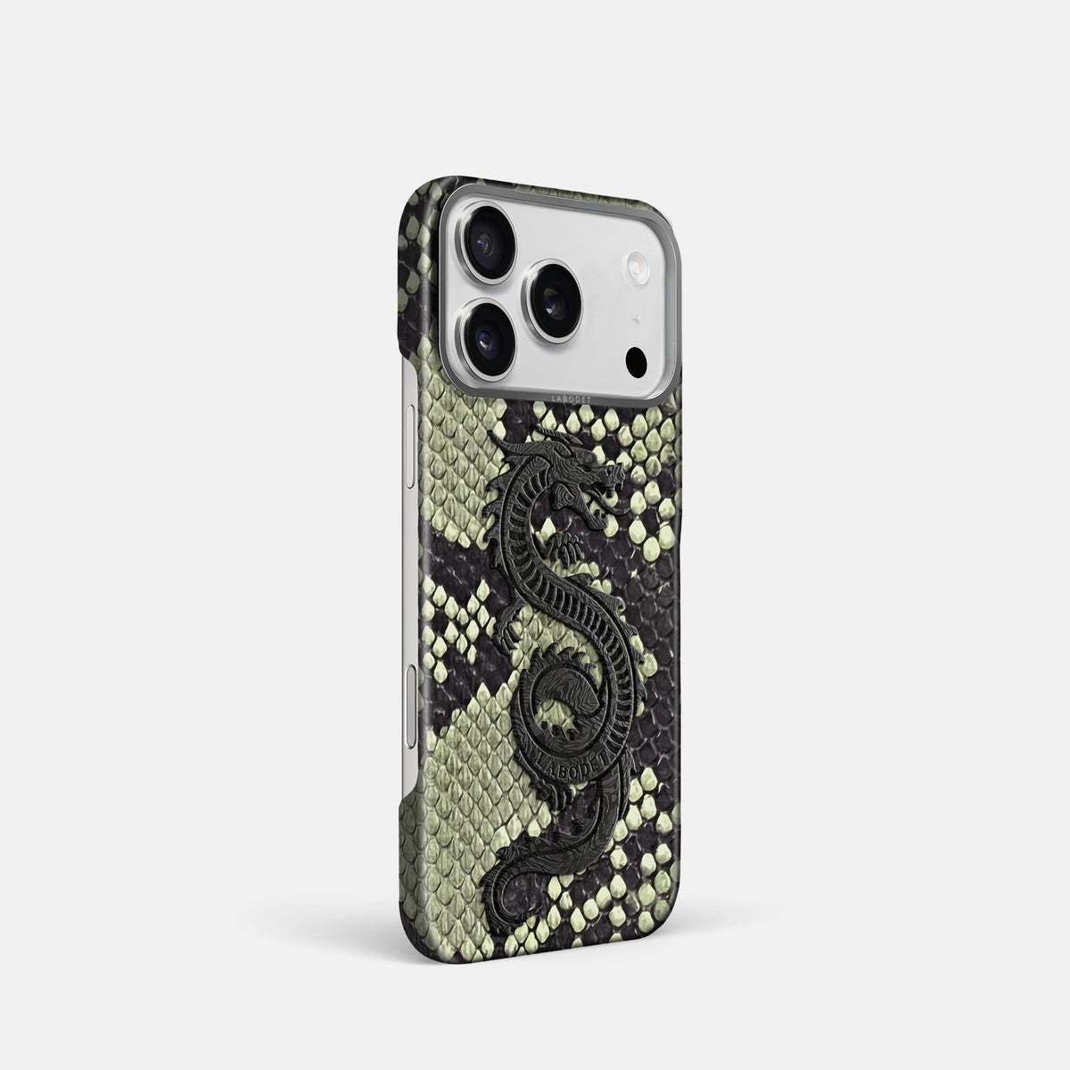 Classic Case With Carbon Dragon For iPhone 18 Pro In Deluxe Python -2 | Army-Green-Steel