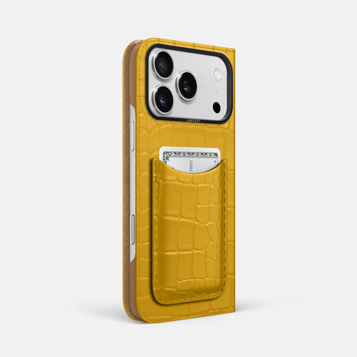 Folio Case with Card For iPhone 18 Pro Max In Alligator -1 | Yellow-Black