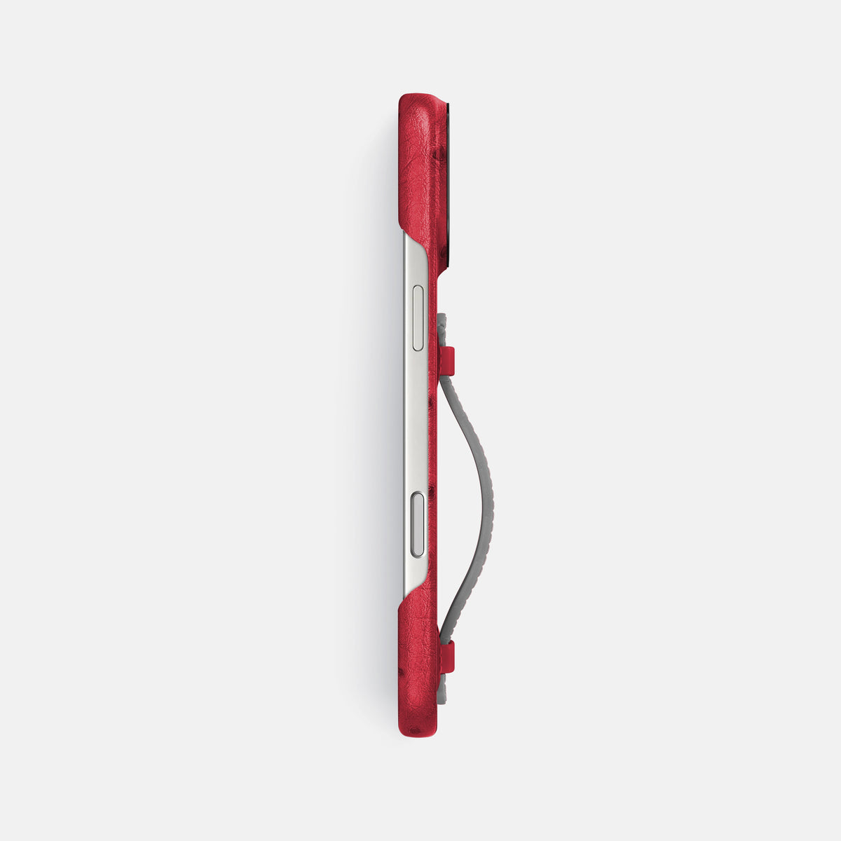 Center Handle Coloré For iPhone 17 Pro Max In Ostrich -2 | Red-Black