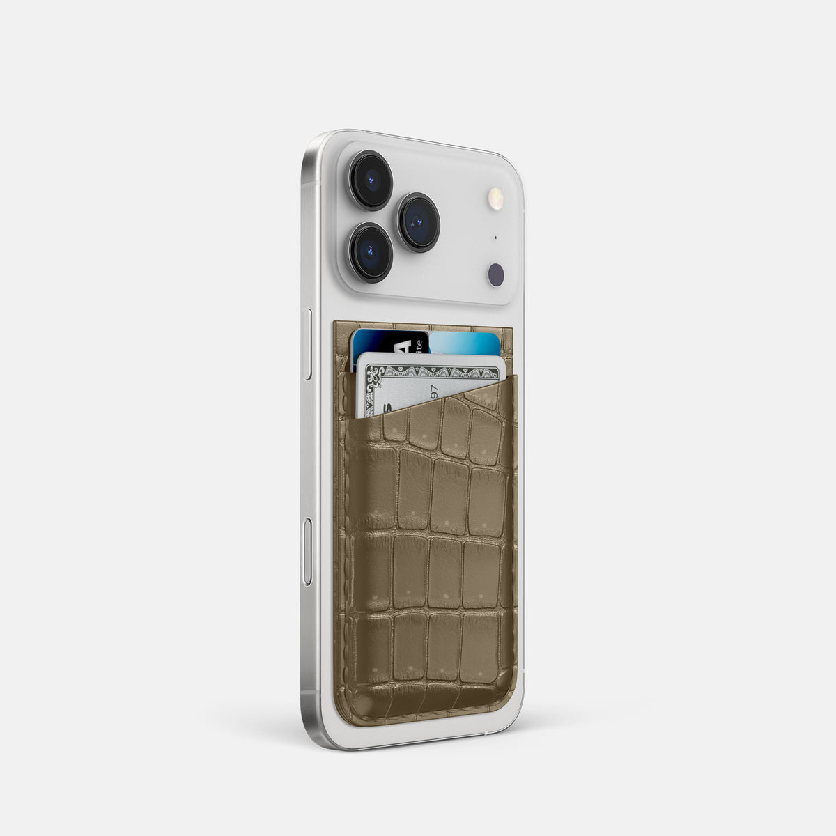 MagSafe Wallet For iPhone 17 Pro In Porosus Crocodile -2 | Kaki-Green