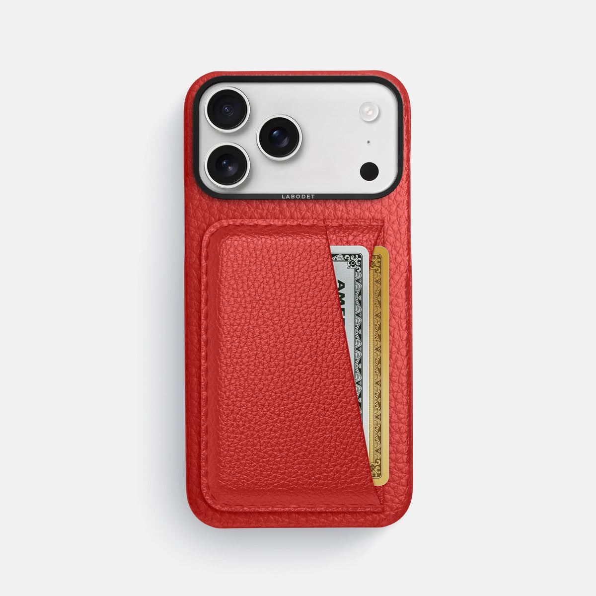 Double Card Case For iPhone 18 Pro Max In Calf -1 | Red-Black