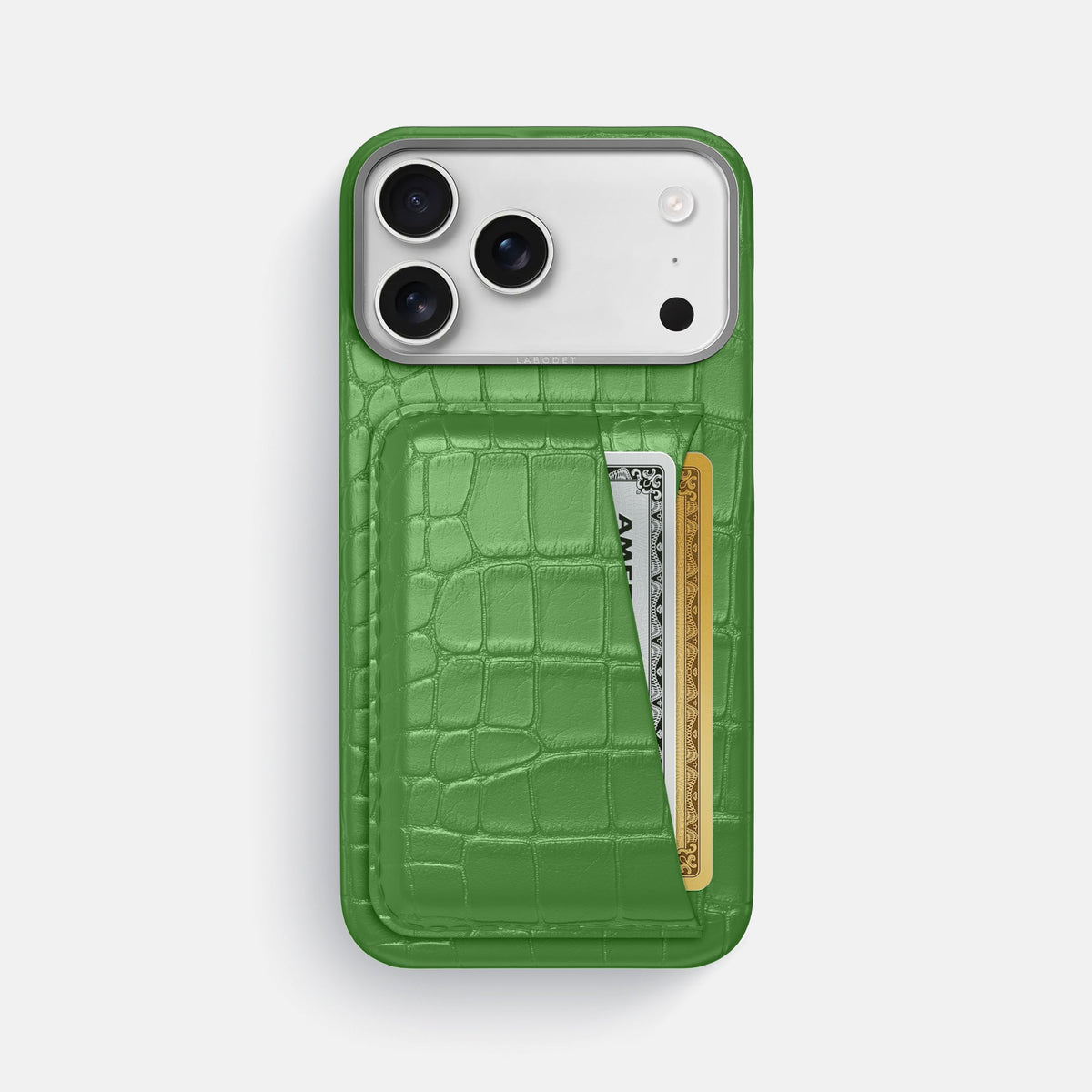 Double Card Case For iPhone 18 Pro Max In Alligator -1 | Apple-Green-Steel