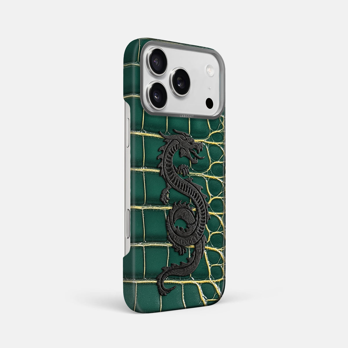 Classic Case With Carbon Dragon For iPhone 18 Pro Max In Patina Alligator -2 | Cambridge-Steel