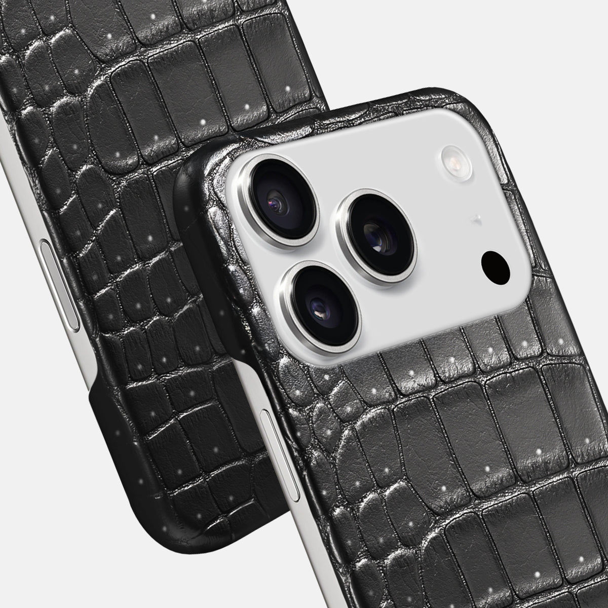 Slim Case For iPhone 17 Pro Max In Porosus Crocodile -6 | Shiny-Black