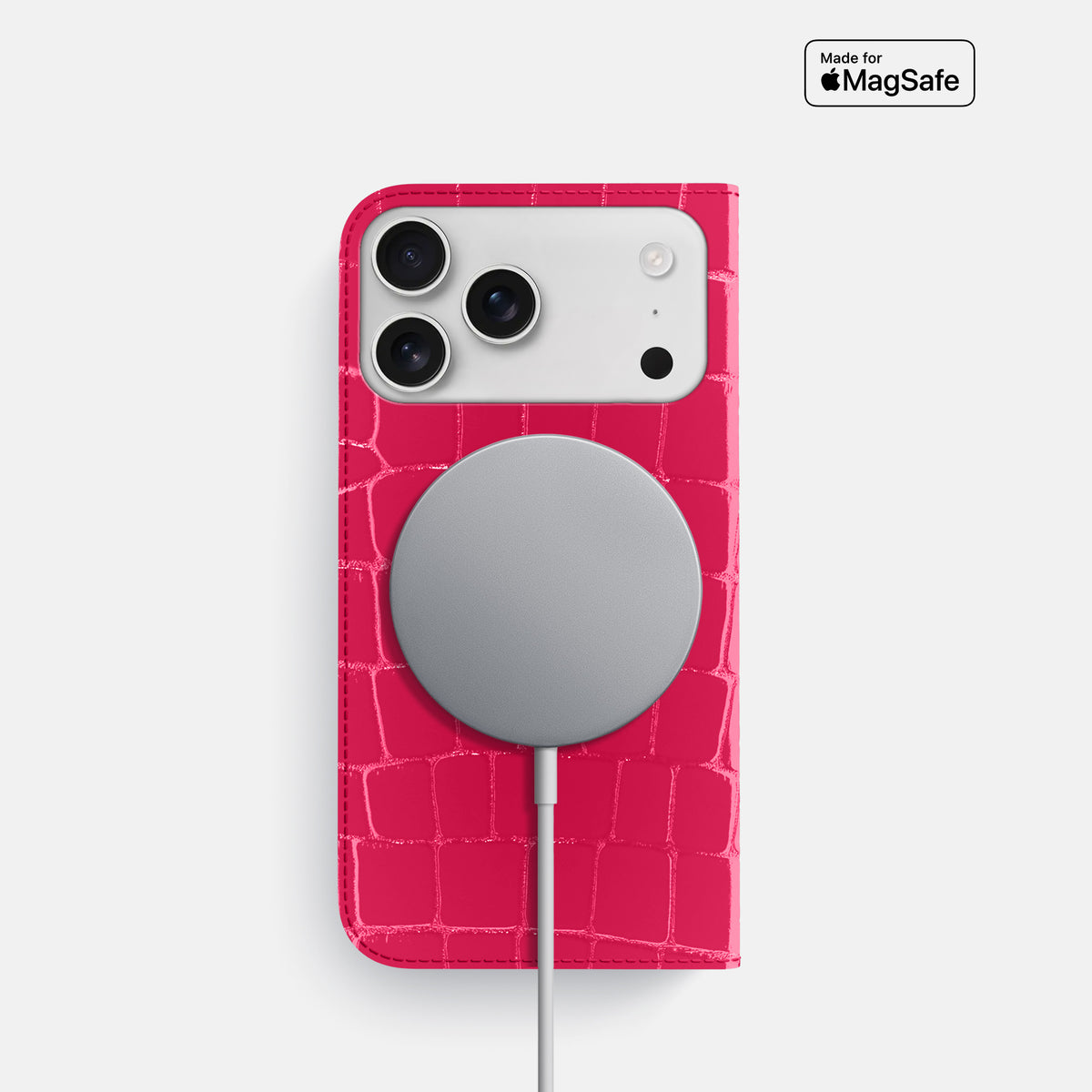 Folio Slim Case For iPhone 17 Pro In Shiny Alligator -3 | Pink-Panther