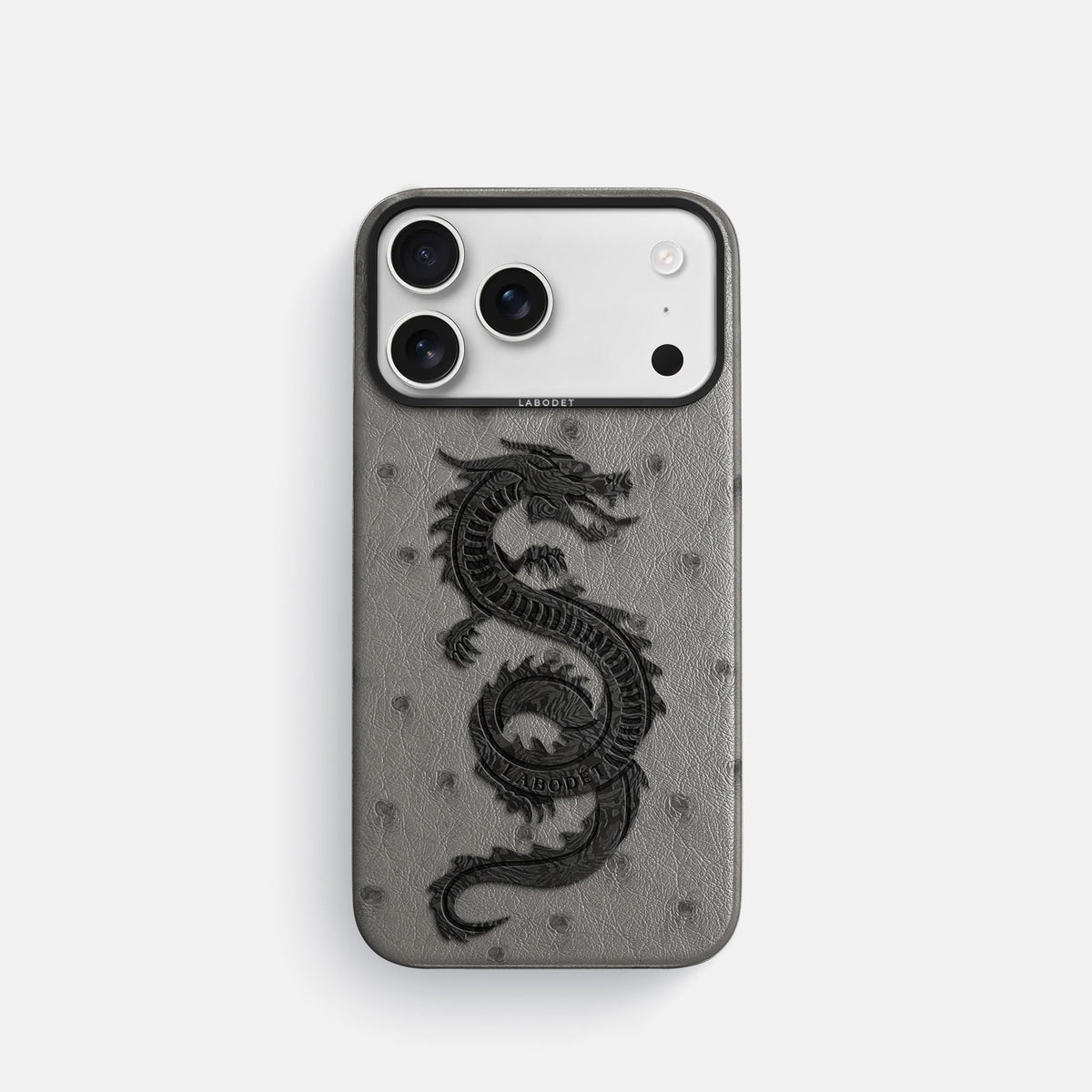 Classic Case With Carbon Dragon For iPhone 18 Pro In Ostrich -1 | Grey-Black