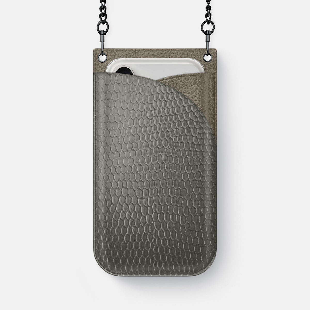 Crossbody Bag For iPhone 18 Pro Max In Lizard -1 | Grey-Black