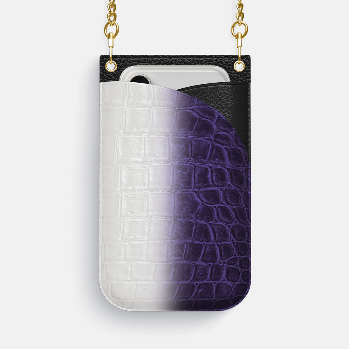 Crossbody Bag For iPhone 17 Pro Max In Himalayan Crocodile -1 | Purple-Gold