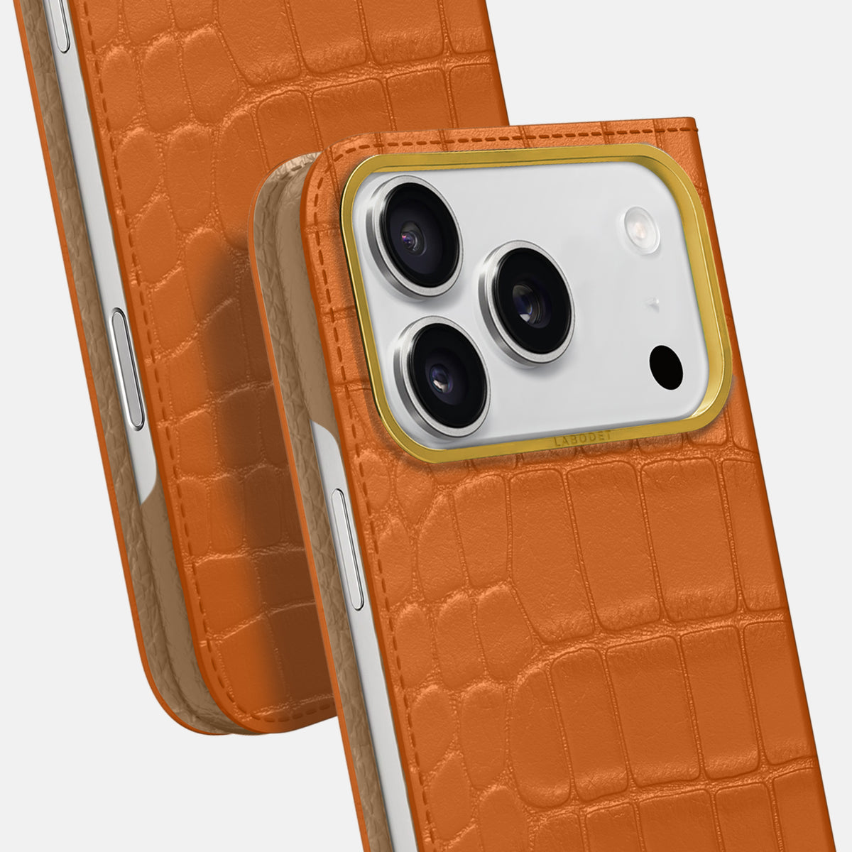 Folio Case For iPhone 17 Pro Max In Alligator -5 | Orange-Gold