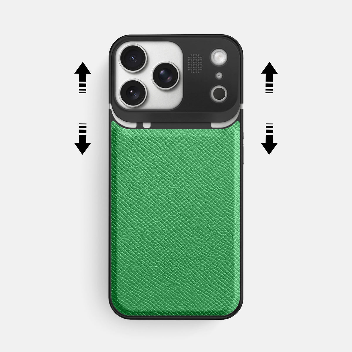 Metal Case For iPhone 17 Pro Max In Epsom-Style Calf -2 | Grass-Green-Black