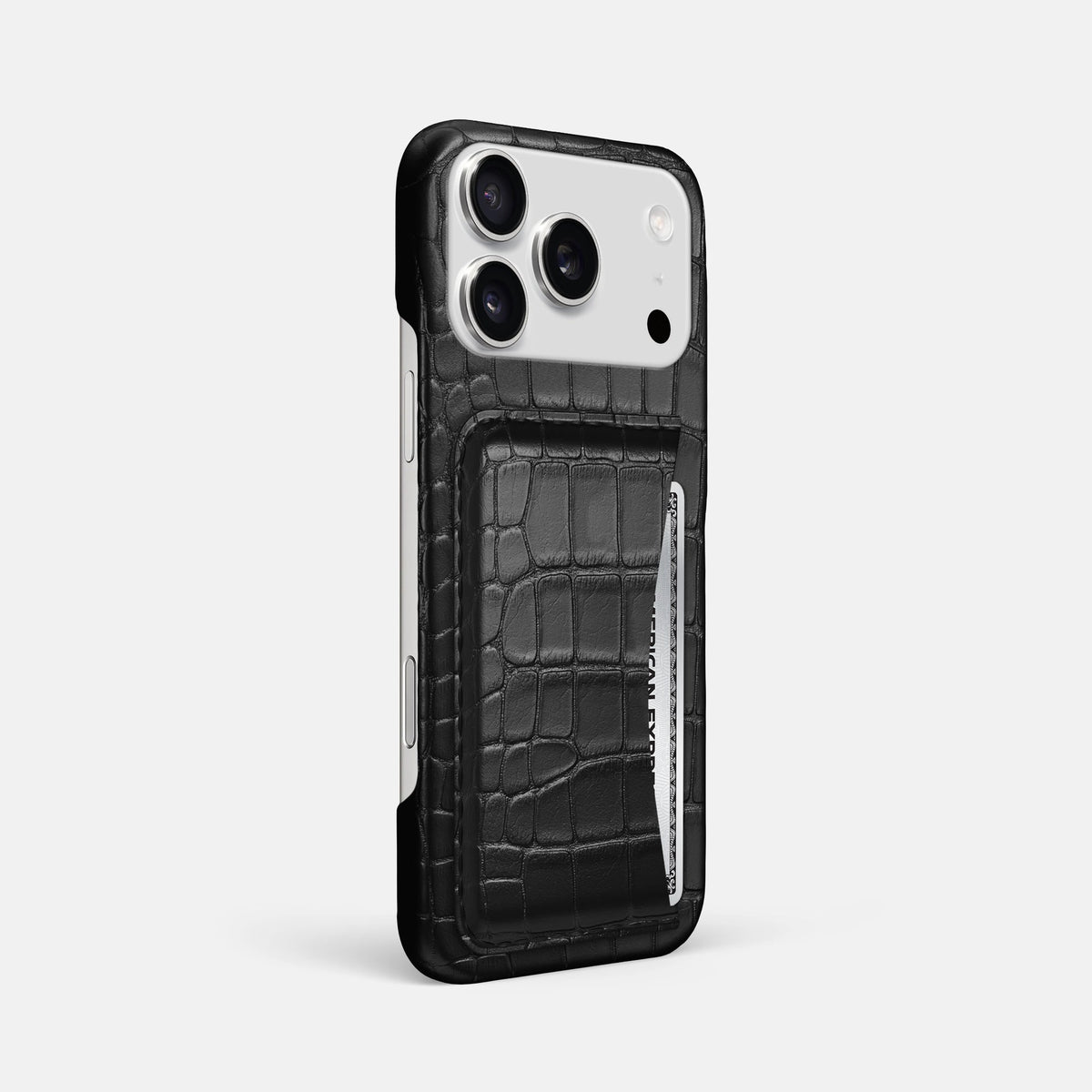 Slim Card Case For iPhone 18 Pro Max In Alligator -2 | Black