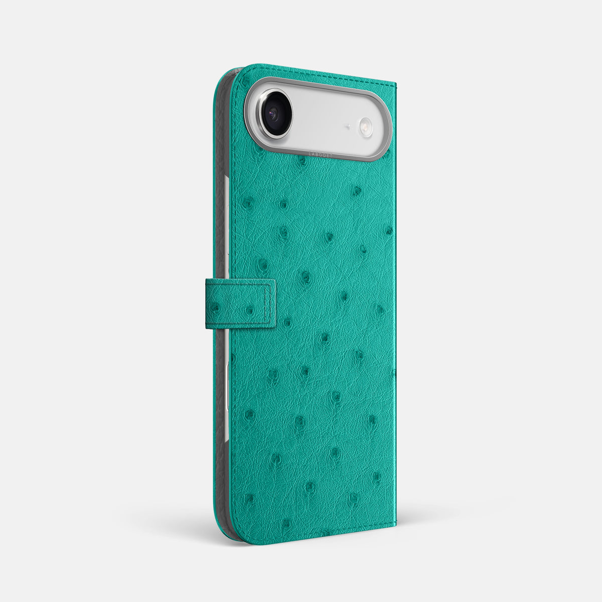 Folio Case with Clasp For iPhone 17 Air In Ostrich -1 | Turquoise-Steel