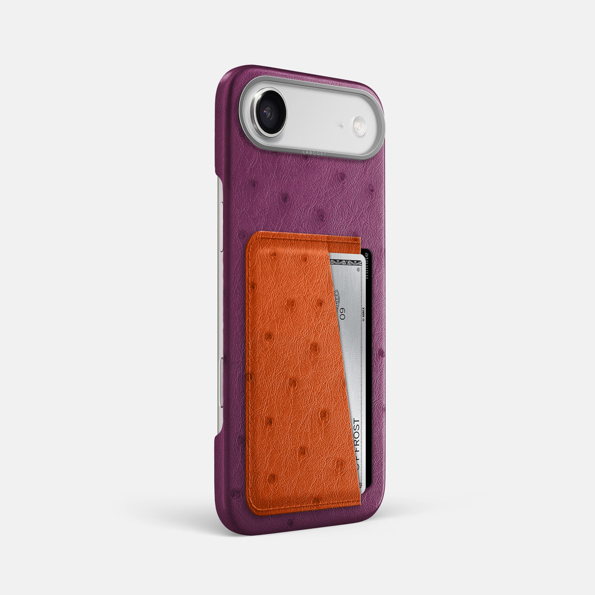 Double Card Case Coloré For iPhone 17 Air In Ostrich -2 | Purple-Steel