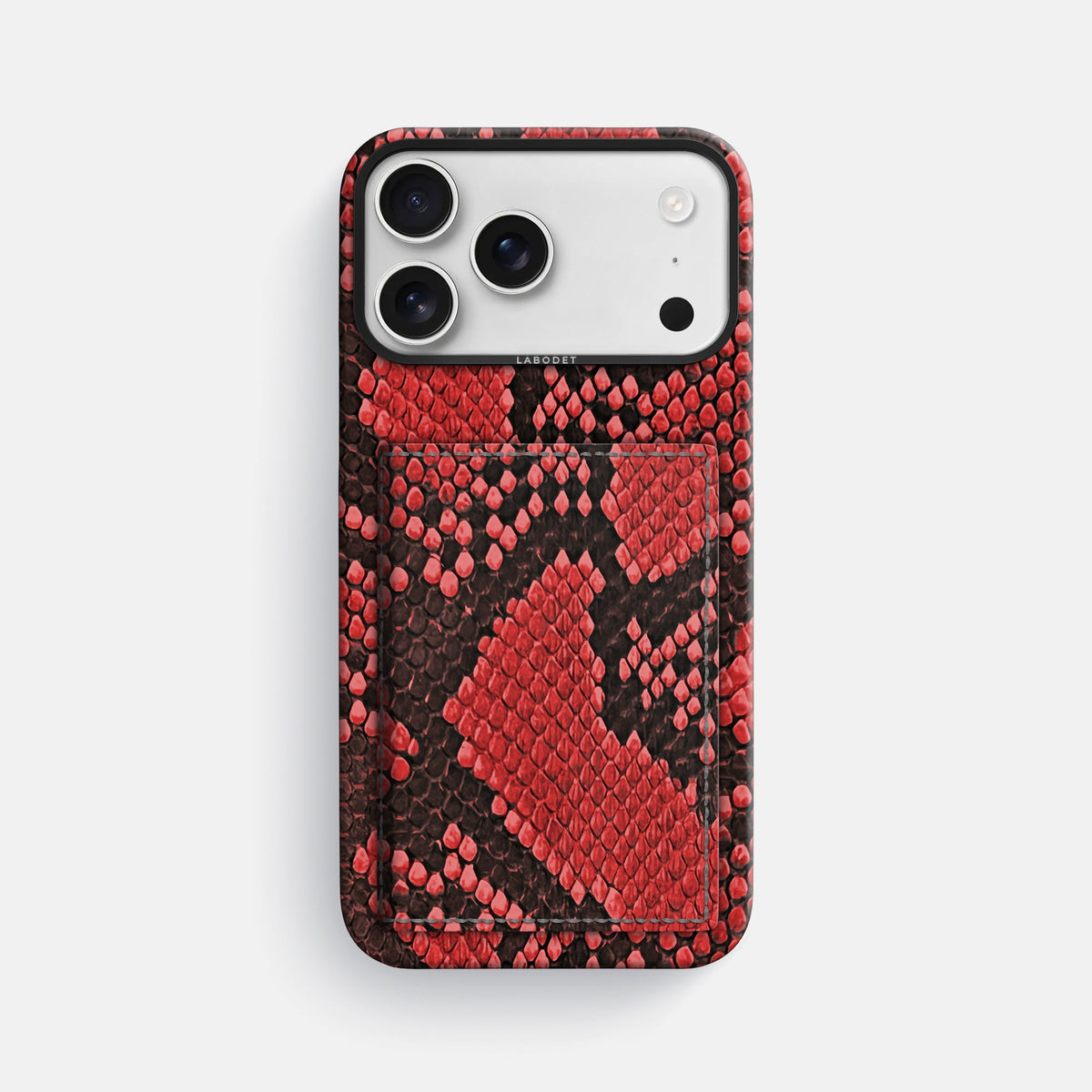 Bi-Fold Case For iPhone 18 Pro Max In Deluxe Python -1 | Red-Black