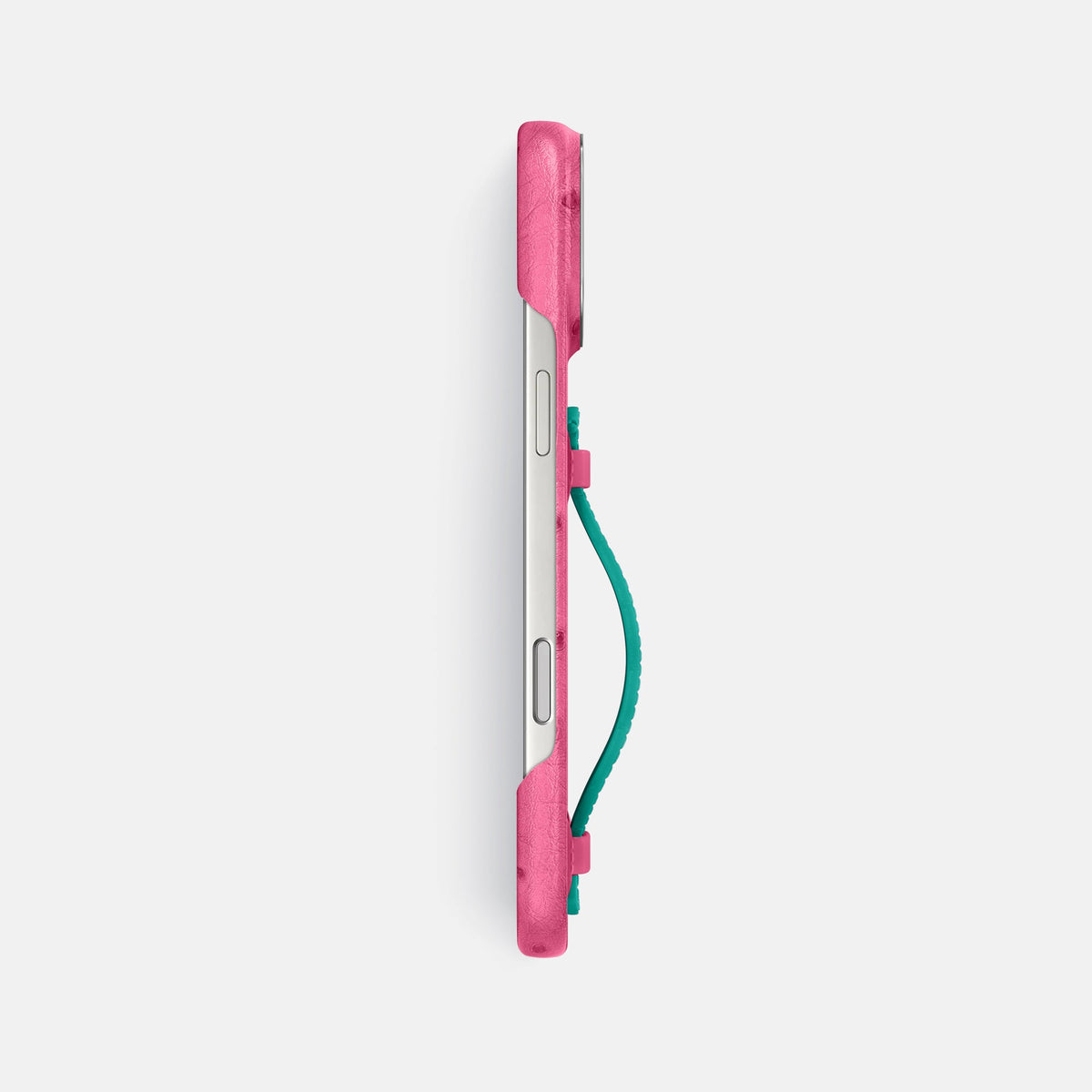 Center Handle Coloré For iPhone 18 Pro Max In Ostrich -2 | Pink-Steel