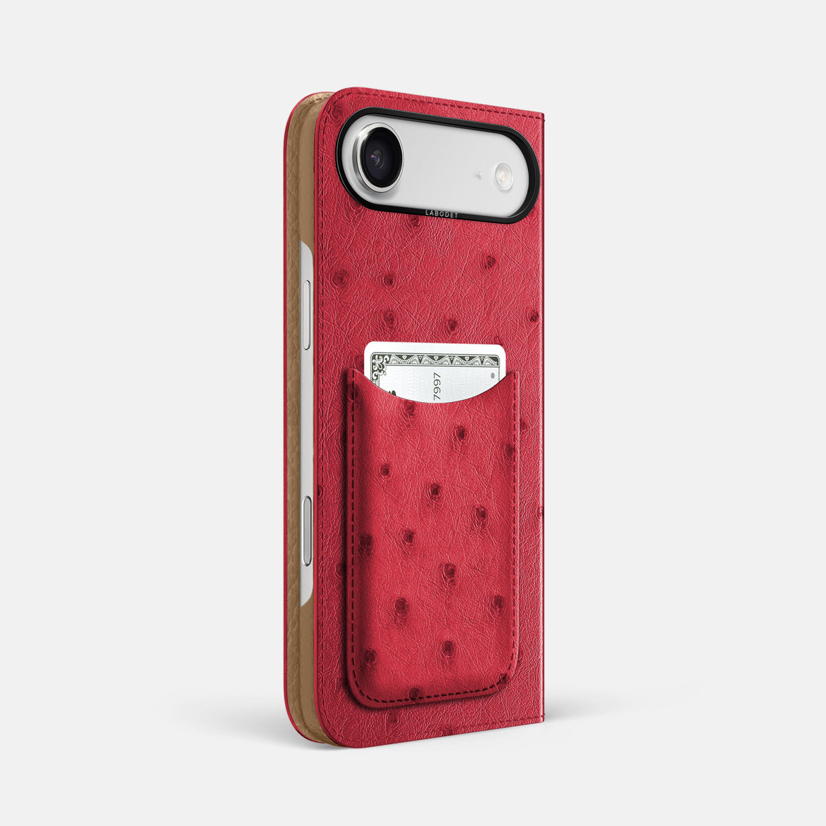 Folio Case with Card For iPhone 17 Air In Ostrich -1 | Red-Black