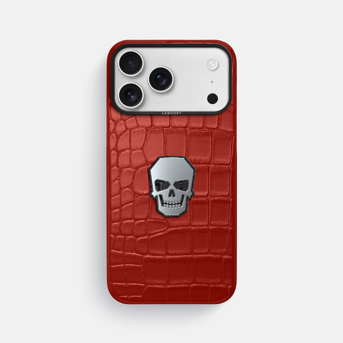 Classic Case With Titanium Skull For iPhone 17 Pro Max In Alligator -1 | Red-Black