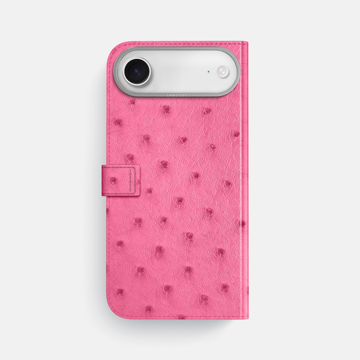 Folio Case with Clasp For iPhone 17 Air In Ostrich -3 | Pink-Steel