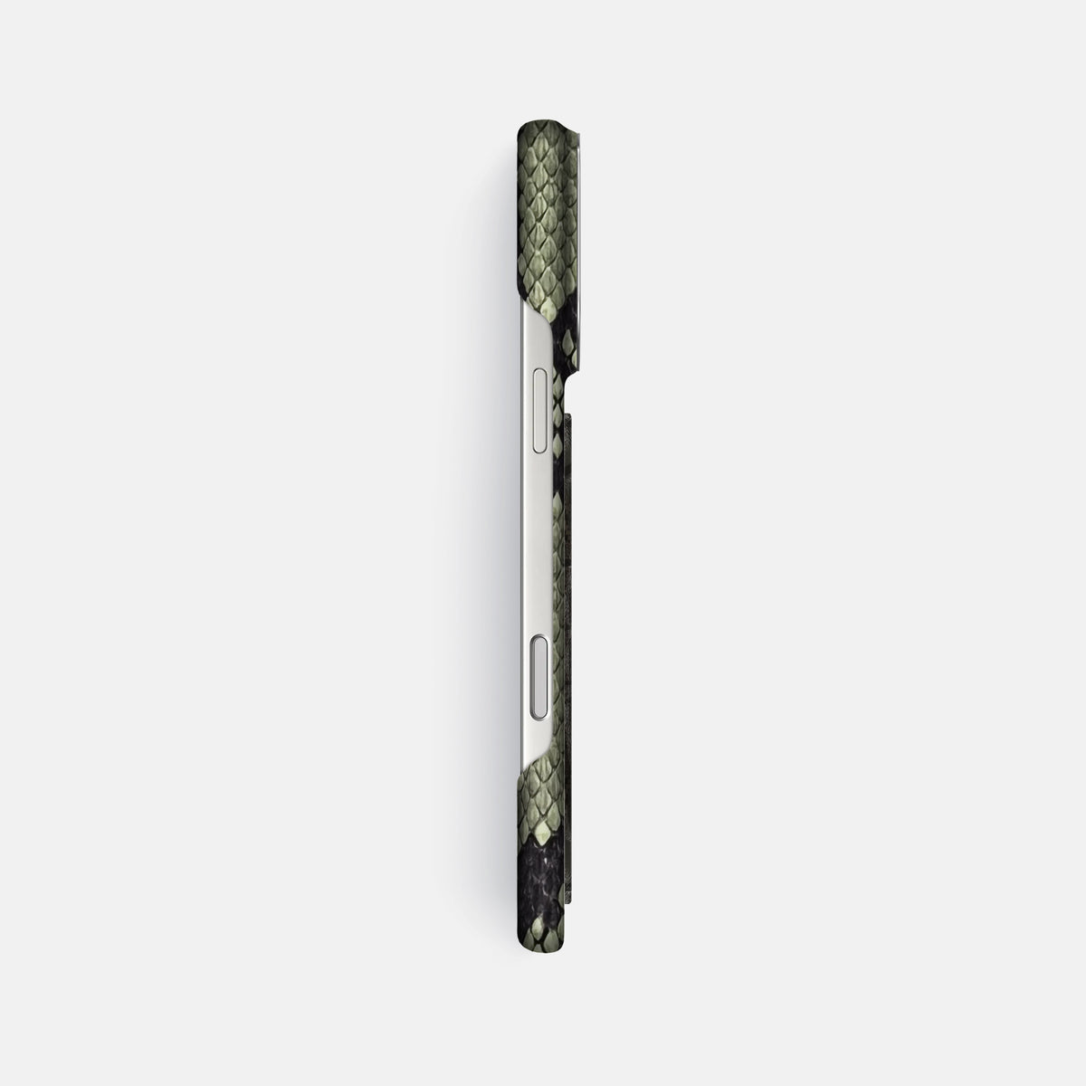Classic Case With Carbon Dragon For iPhone 17 Pro Max In Deluxe Python -3 | Army-Green-Steel
