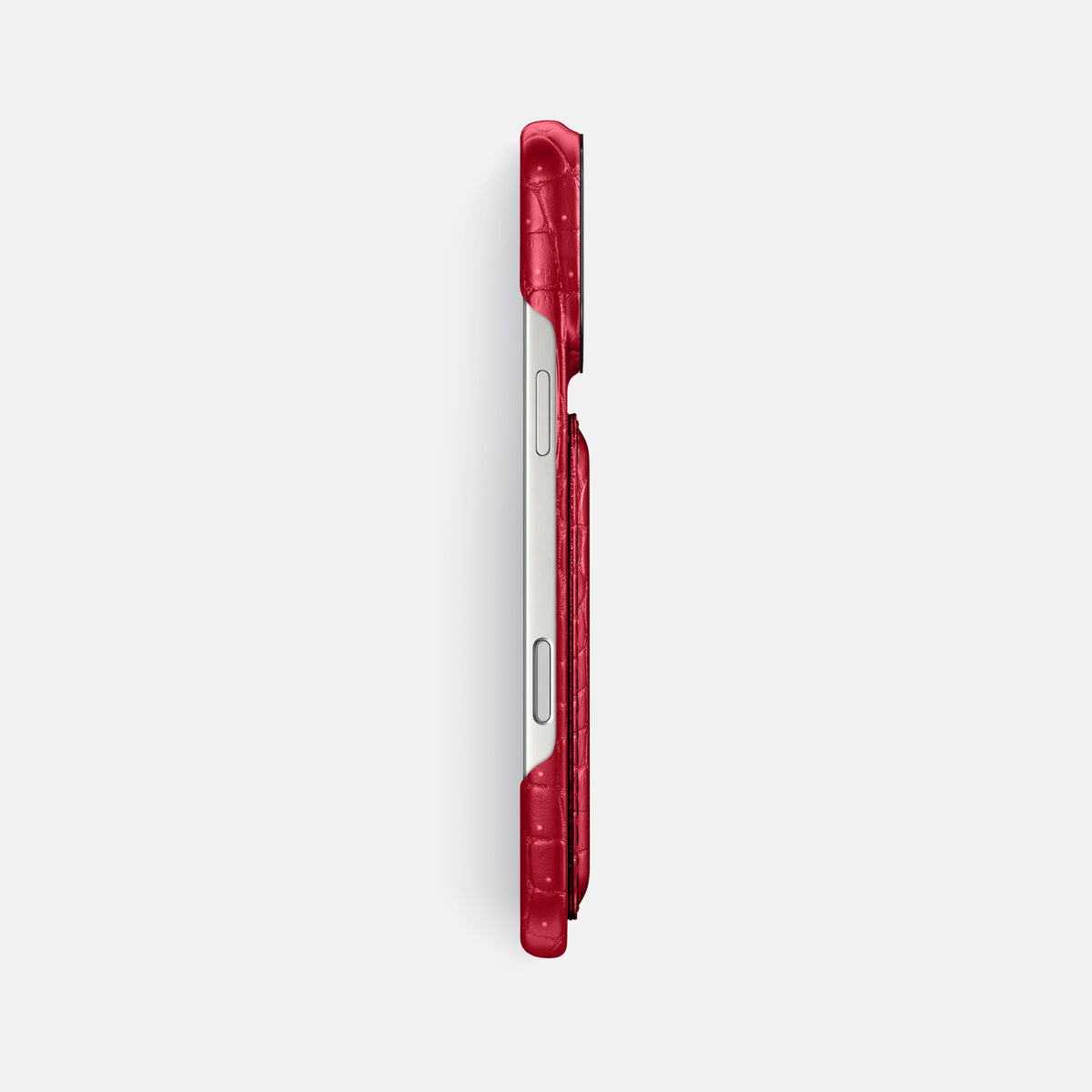 Double Card Case For iPhone 17 Pro Max In Porosus Crocodile -3 | Burgundy-Black
