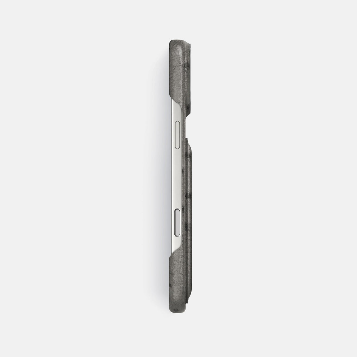 Double Card Case For iPhone 18 Pro Max In Ostrich -3 | Grey-Steel