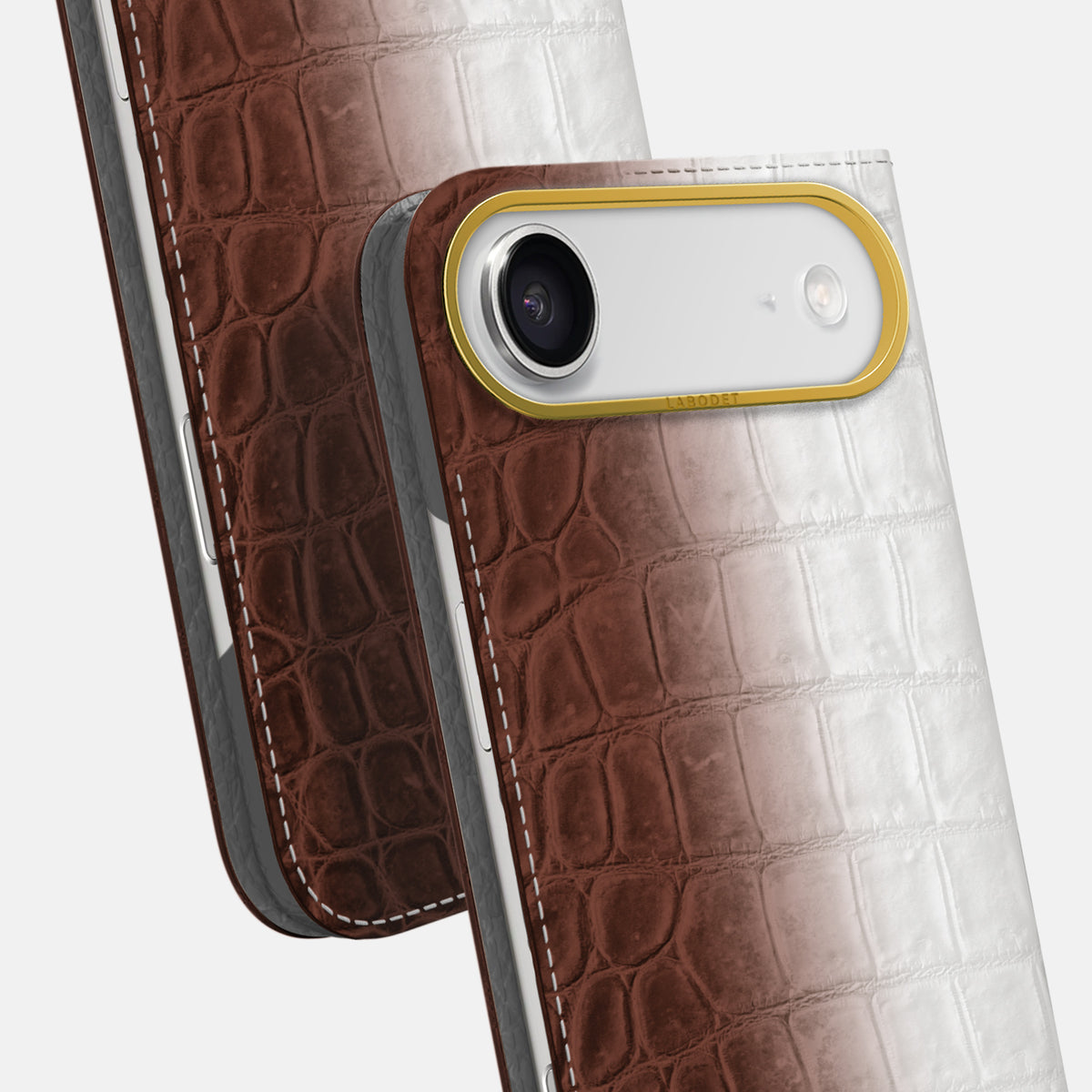 Folio Case For iPhone 17 Air In Himalayan Crocodile -5 | Dark-Brown-Gold