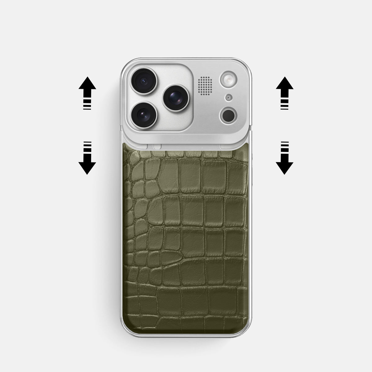 Metal Case For iPhone 17 Pro In Alligator -2 | Kaki-Green-Steel