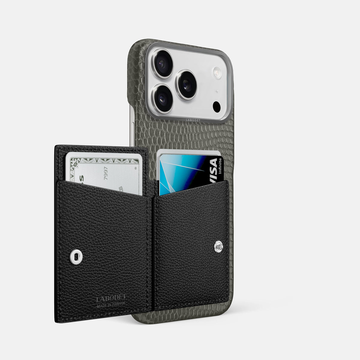 Bi-Fold Case For iPhone 18 Pro Max In Lizard -2 | Grey-Steel
