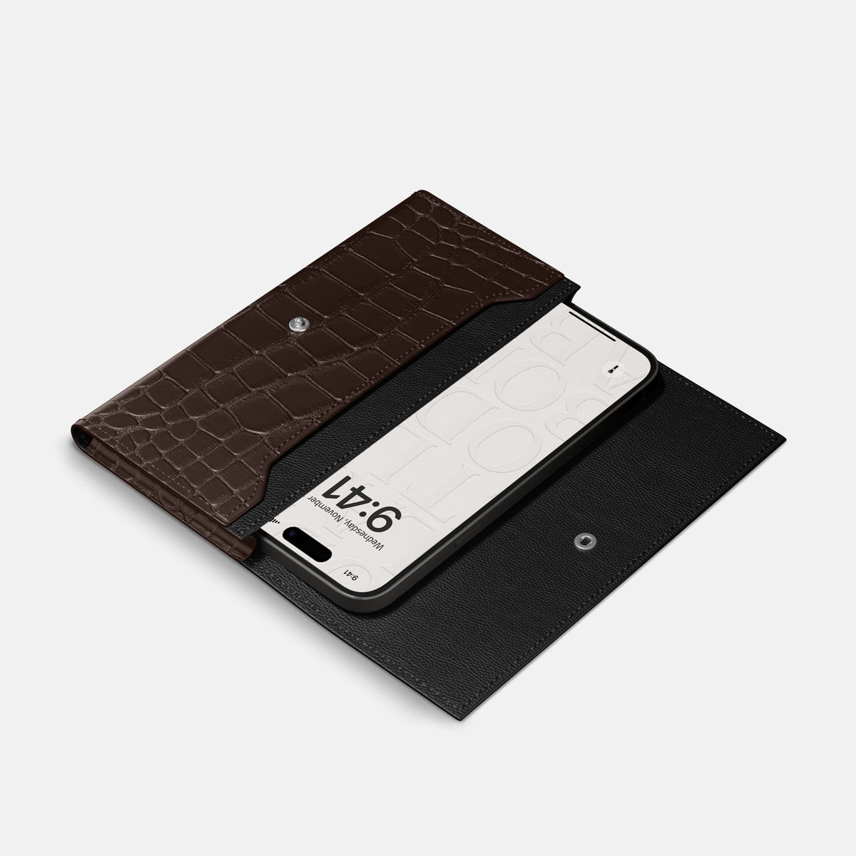 Wallet Case For iPhone 17 Pro In Alligator -2 | Dark-Brown
