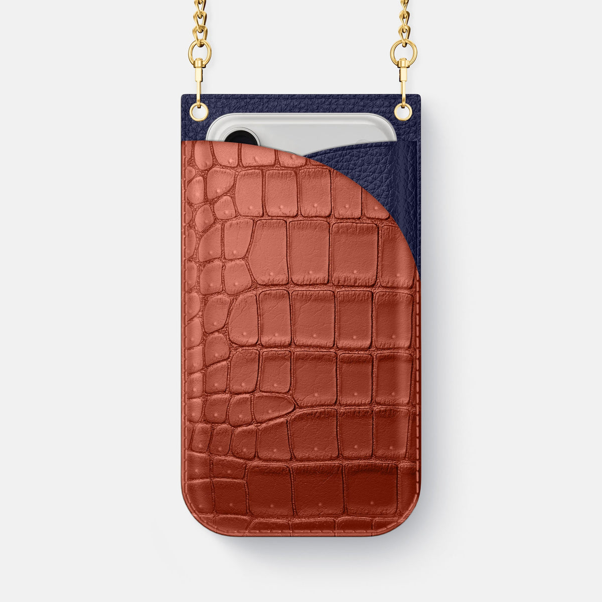Crossbody Bag For iPhone 18 Pro Max In Porosus Crocodile -1 | Nuts-Gold