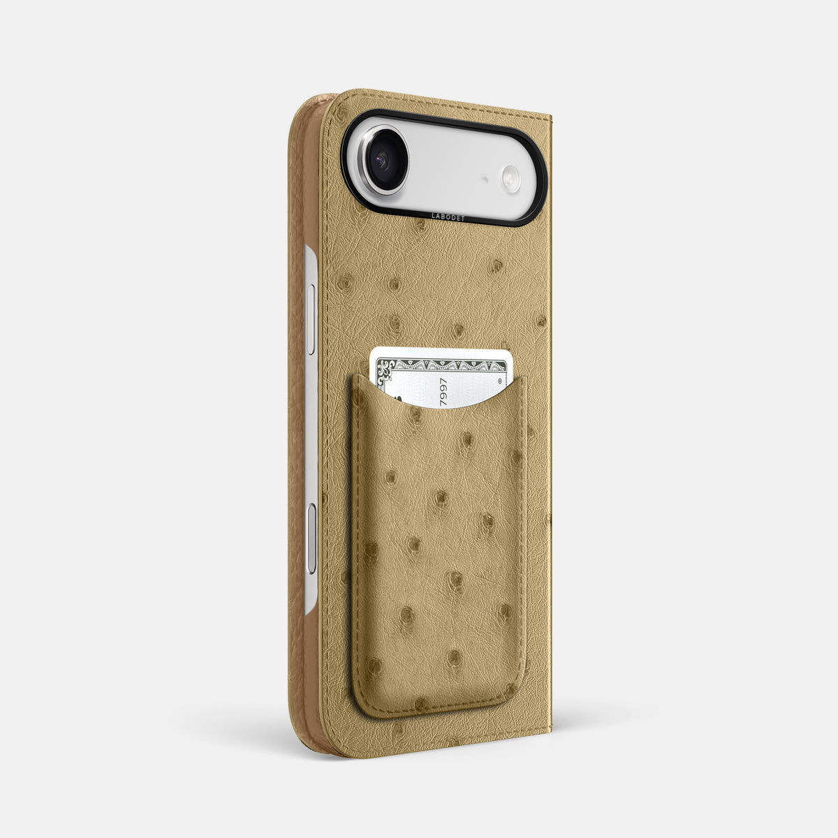 Folio Case with Card For iPhone 17 Air In Ostrich -1 | Desert-Sand-Black