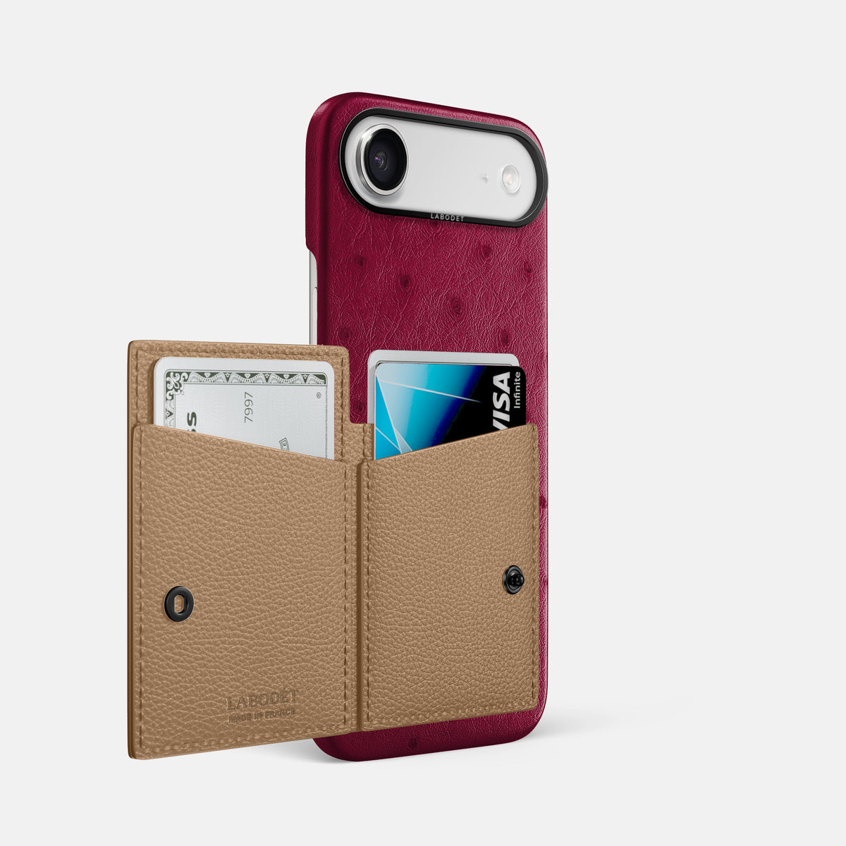 Bi-Fold Case For iPhone 17 Air In Ostrich -2 | Bordeaux-Black