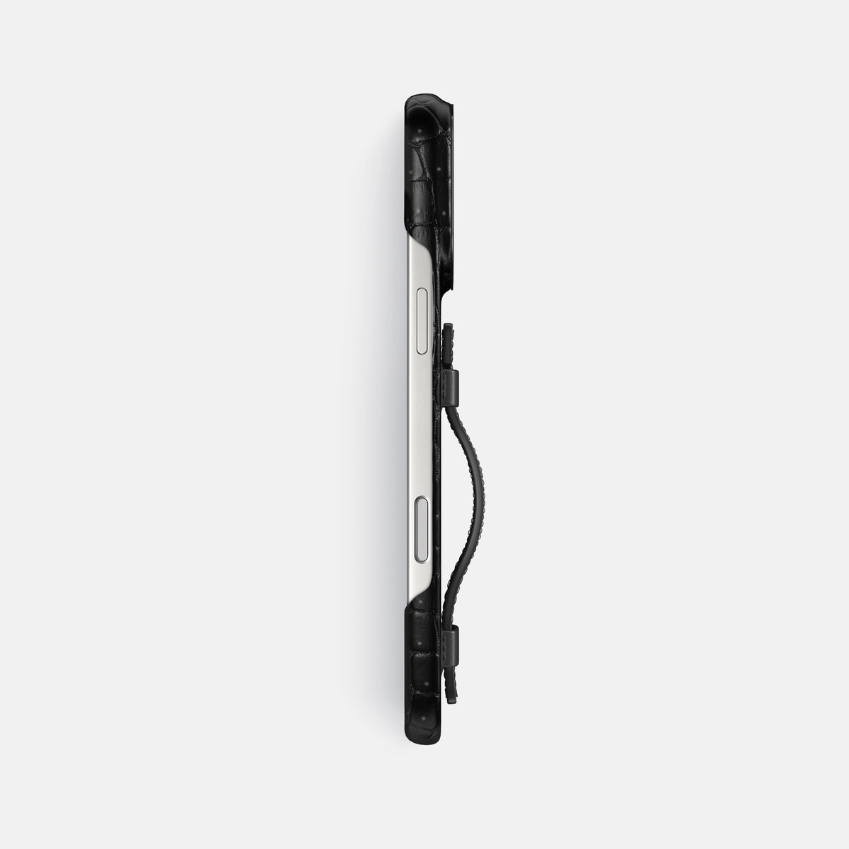 Handle Case For iPhone 17 Pro Max In Porosus Crocodile -3 | Black-Black