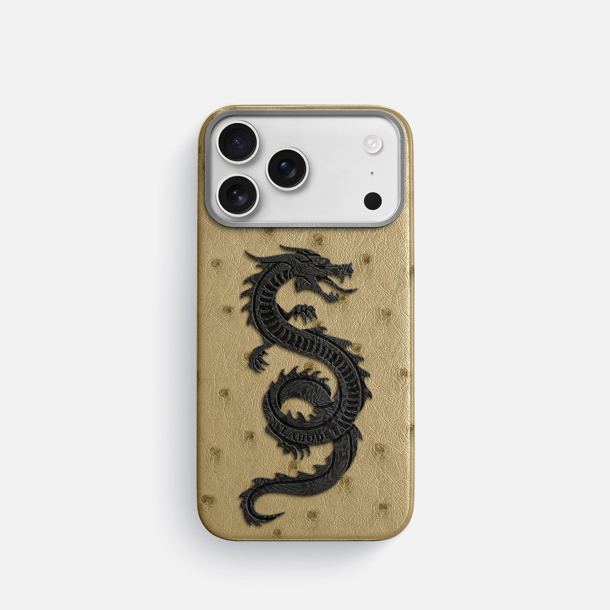 Classic Case With Carbon Dragon For iPhone 18 Pro In Ostrich -1 | Desert-Sand-Steel