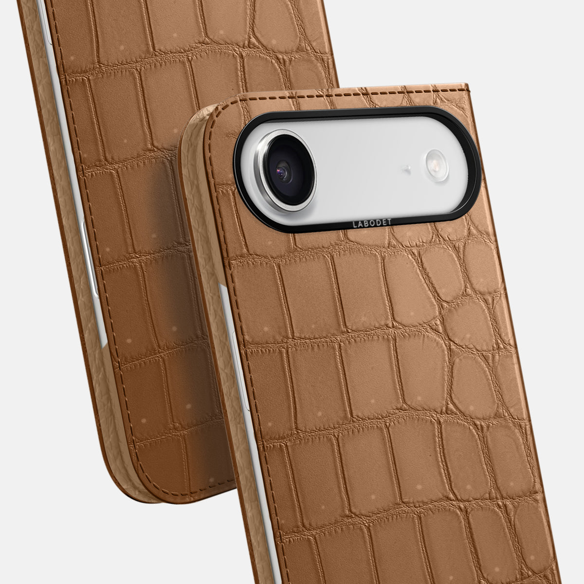 Folio Case For iPhone 17 Air In Porosus Crocodile -5 | Milk-Chocolate-Black