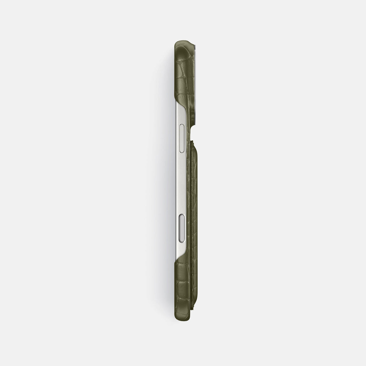 Double Card Case For iPhone 18 Pro Max In Alligator -3 | Kaki-Green-Steel