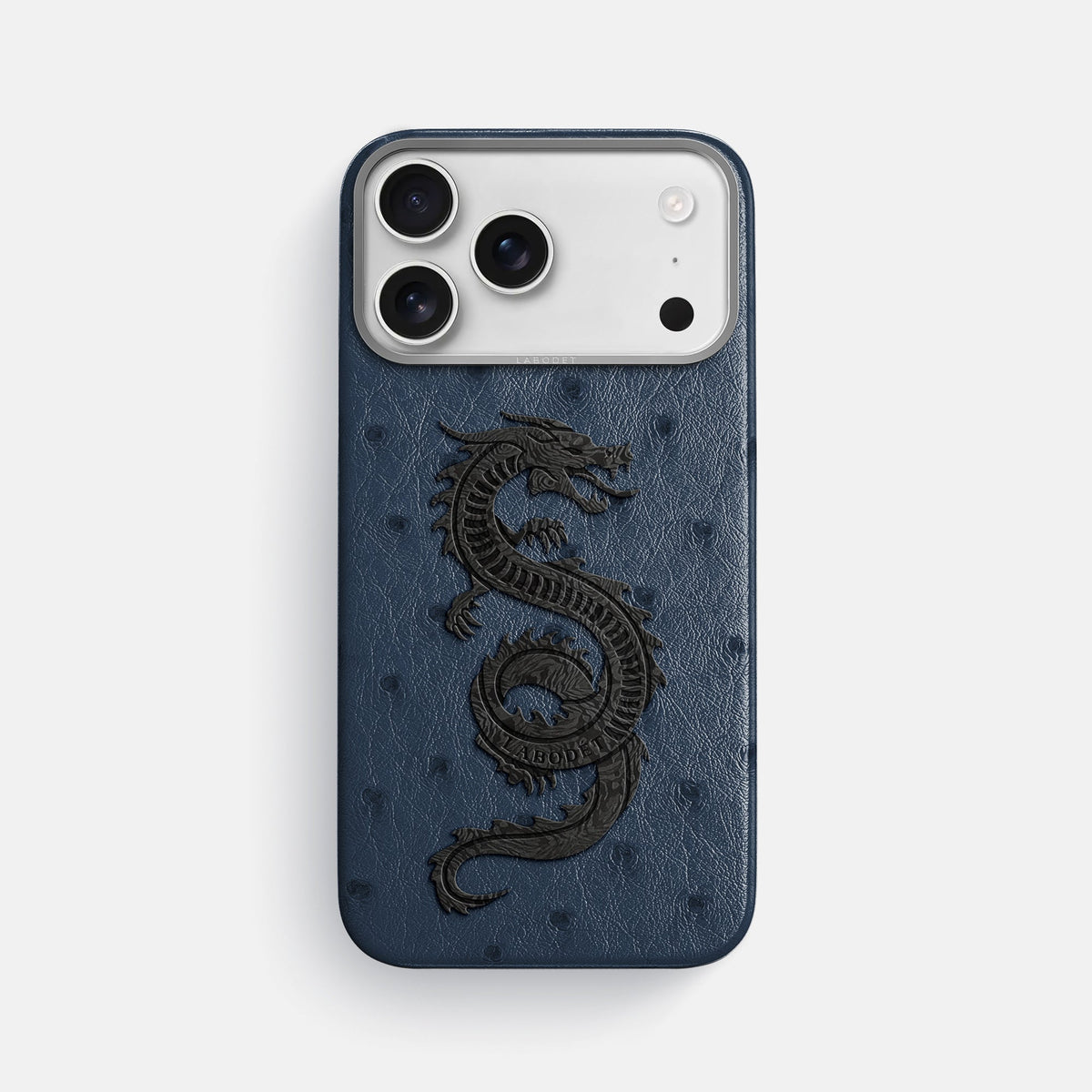 Classic Case With Carbon Dragon For iPhone 18 Pro Max In Ostrich -1 | Navy-Blue-Steel