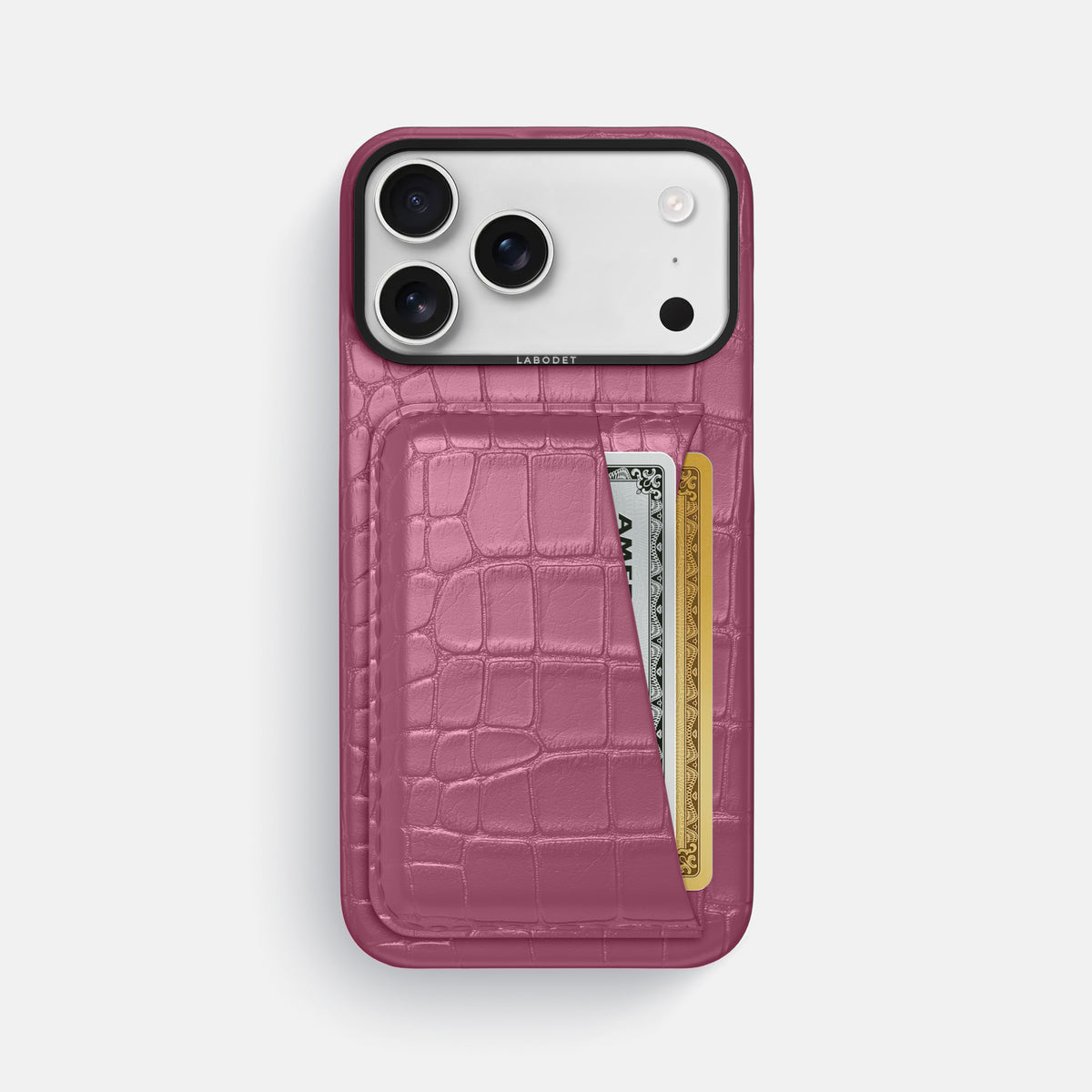 Double Card Case For iPhone 17 Pro Max In Alligator -1 | Pink-Lagoon-Black