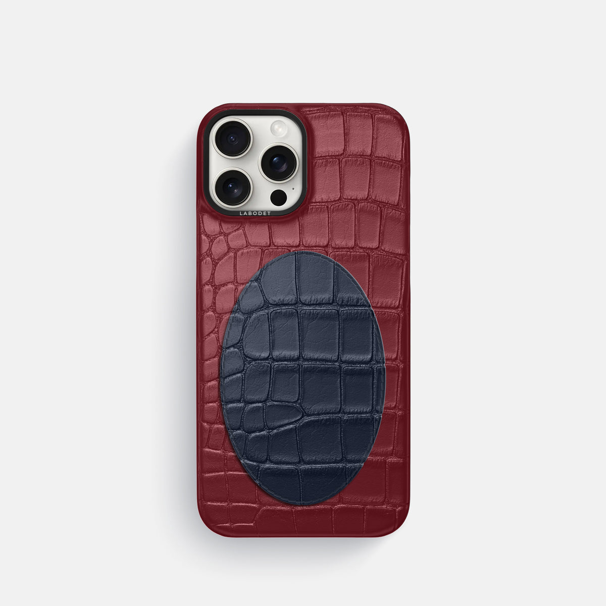 Classic Case With Oval For iPhone 16 Pro In Alligator -1 | Burgundy-Black