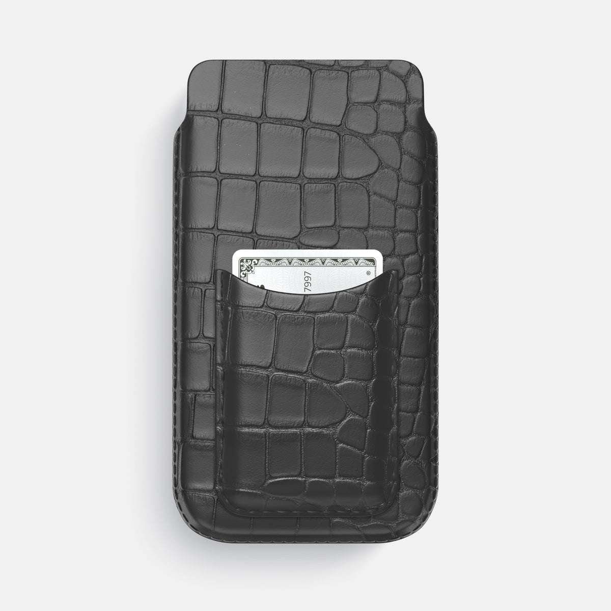 Pouch Card Case For iPhone 17 Pro Max In Alligator -1 | Grey