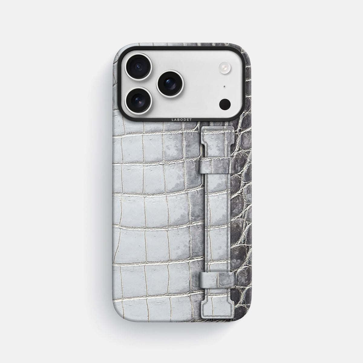 Handle Case For iPhone 18 Pro Max In Himalayan Crocodile -1 | Silver-Black