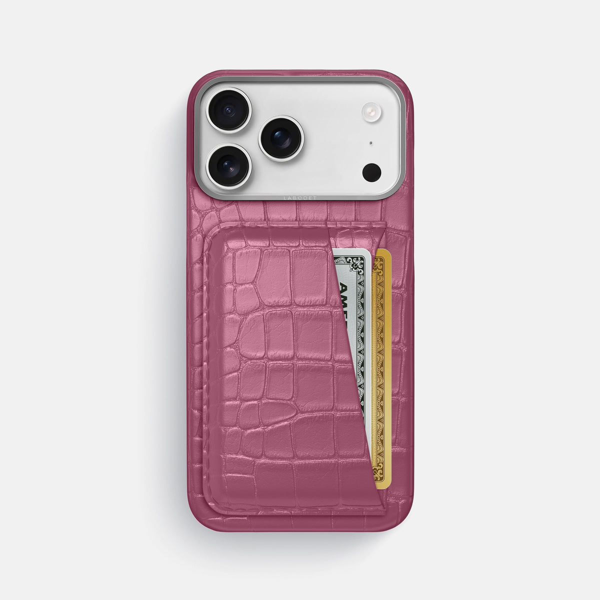 Double Card Case For iPhone 18 Pro Max In Alligator -1 | Pink-Lagoon-Steel
