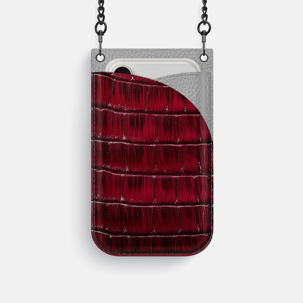 Crossbody Bag For iPhone 18 Pro In Patina Alligator -1 | Havana-Burgundy-Black